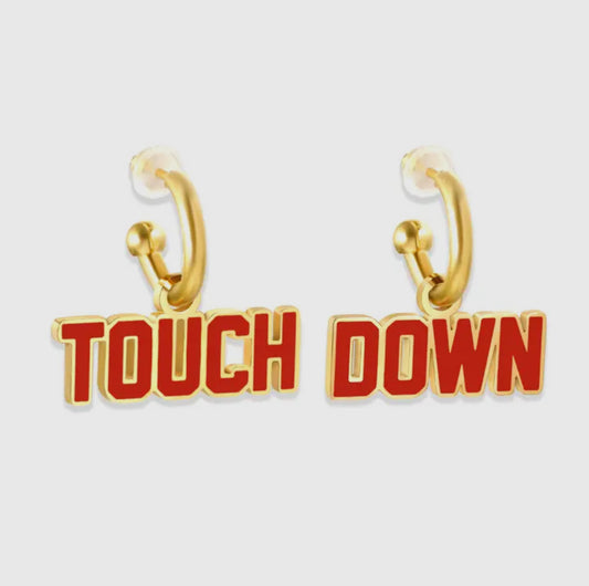 Gold + Red Touchdown Huggie Earrings