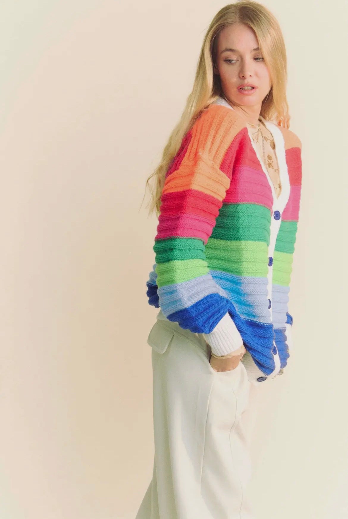Vibrant Stripes Colorful Cardigan