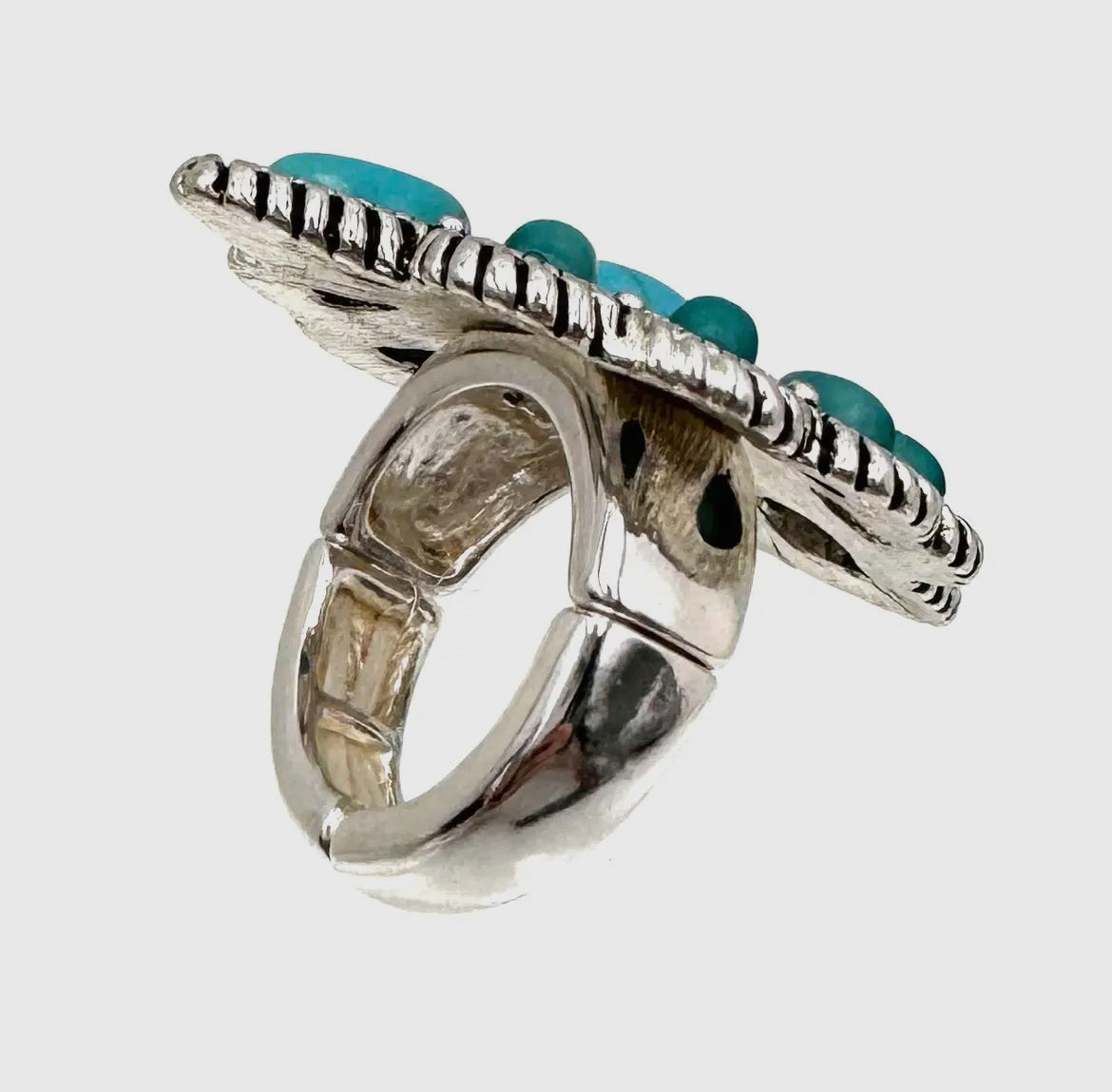 Large Ornate Turquoise Western Stretch Ring
