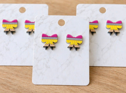 Pencil Bow Stud Earrings