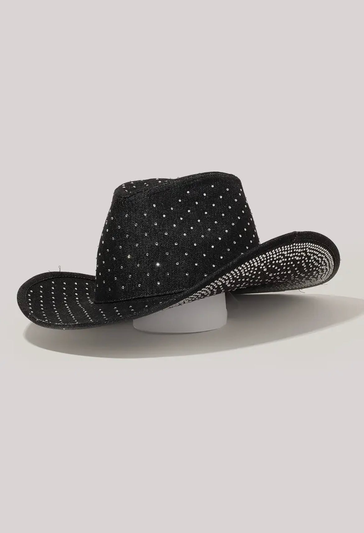 Black Denim Rhinestoned Cowgirl Hat