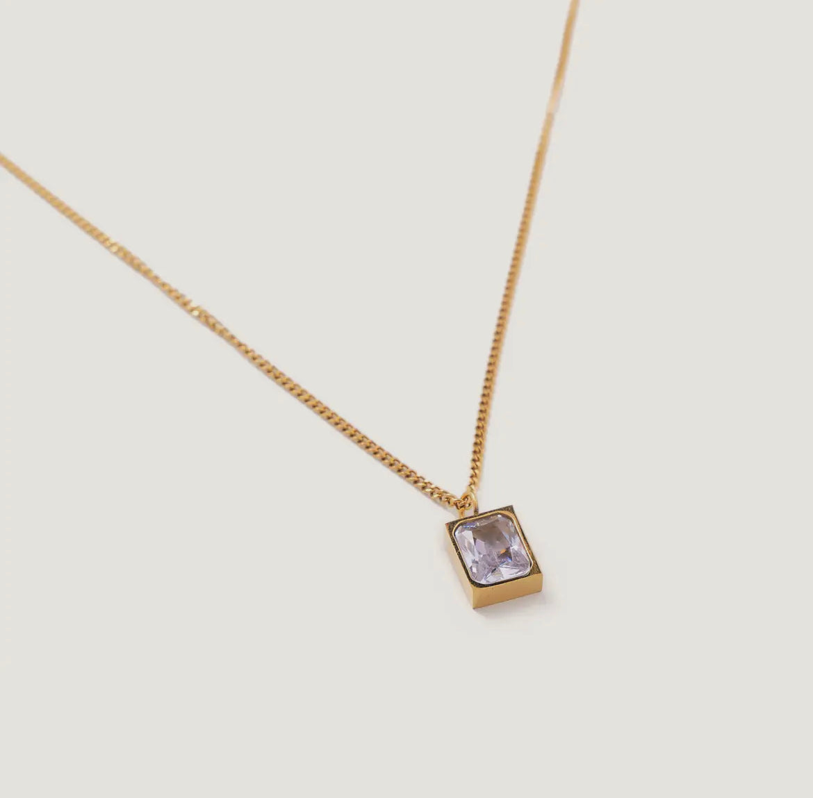 Rachel Gold Crystal Rectangle Necklace