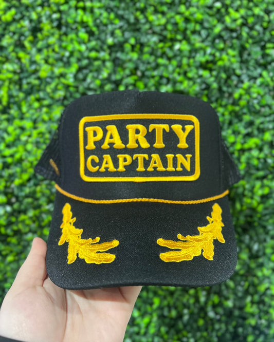 Black Party Captain Trucker Hat