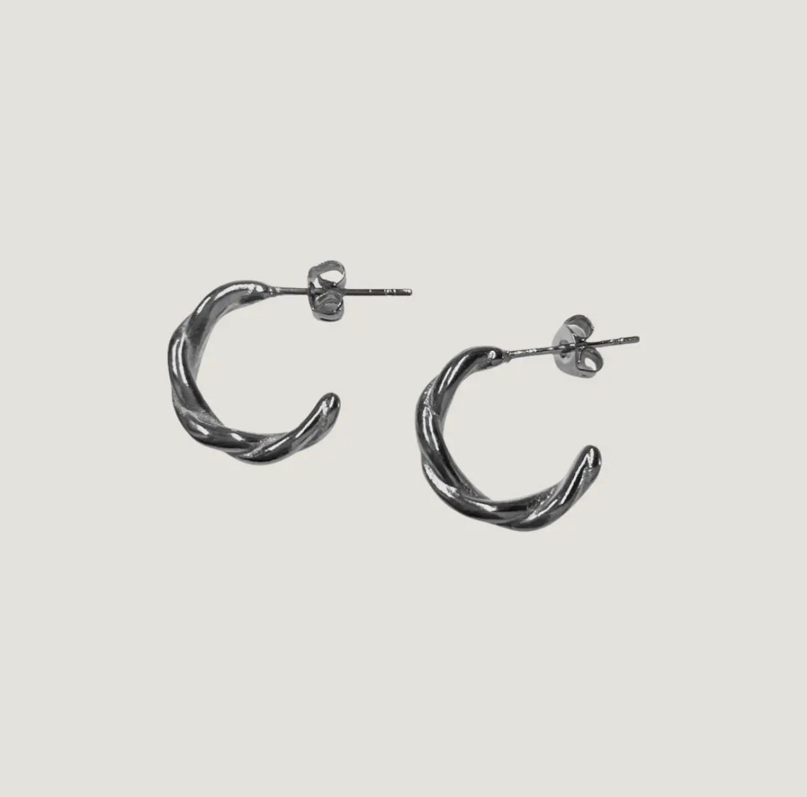 Silver Capri Twist Hoop Earrings