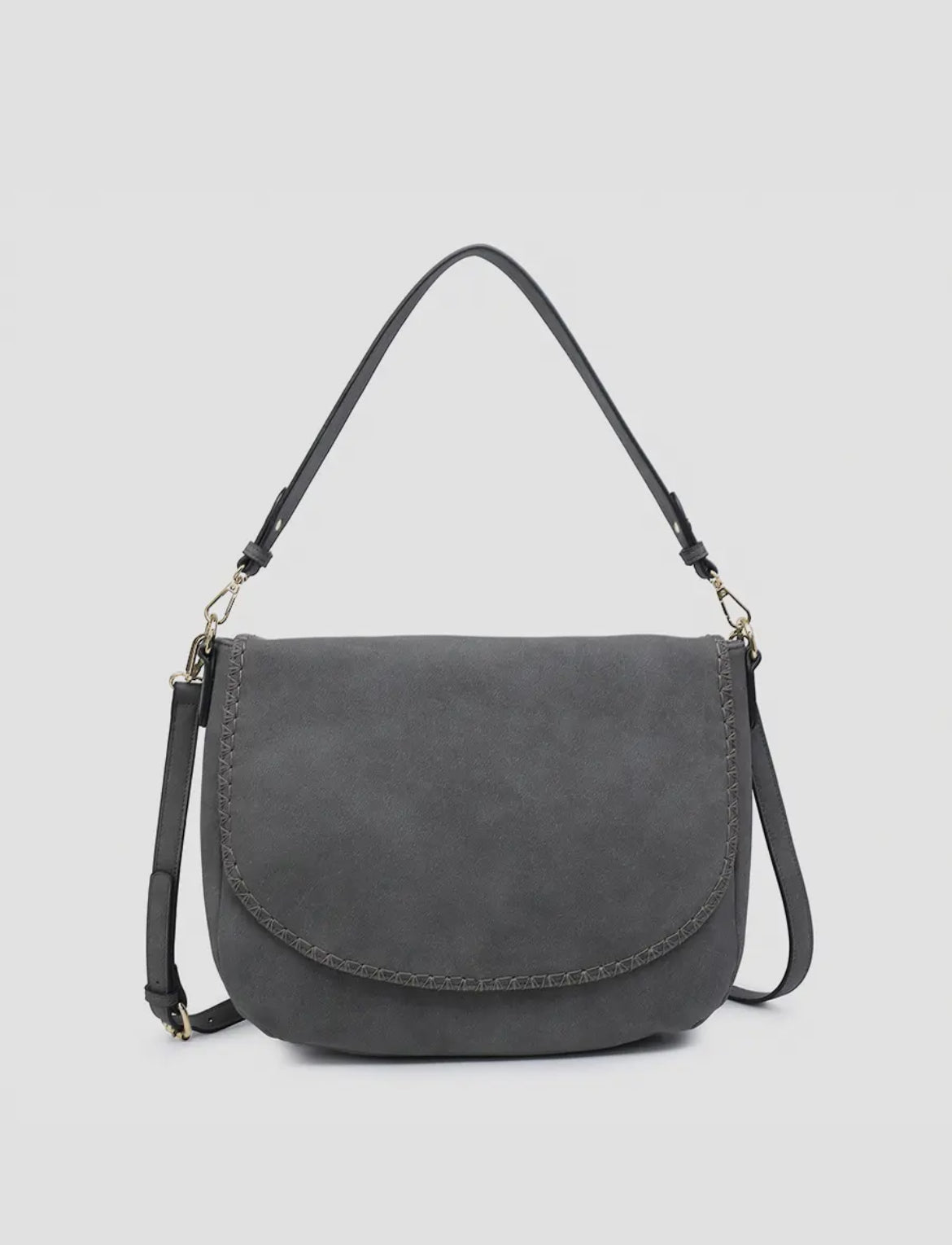 Jess Vegan Stitched Suede Shoulder Bag