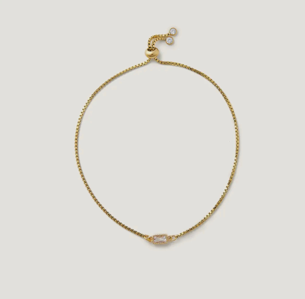 Gold Crystal Rectangle Slider Bracelet