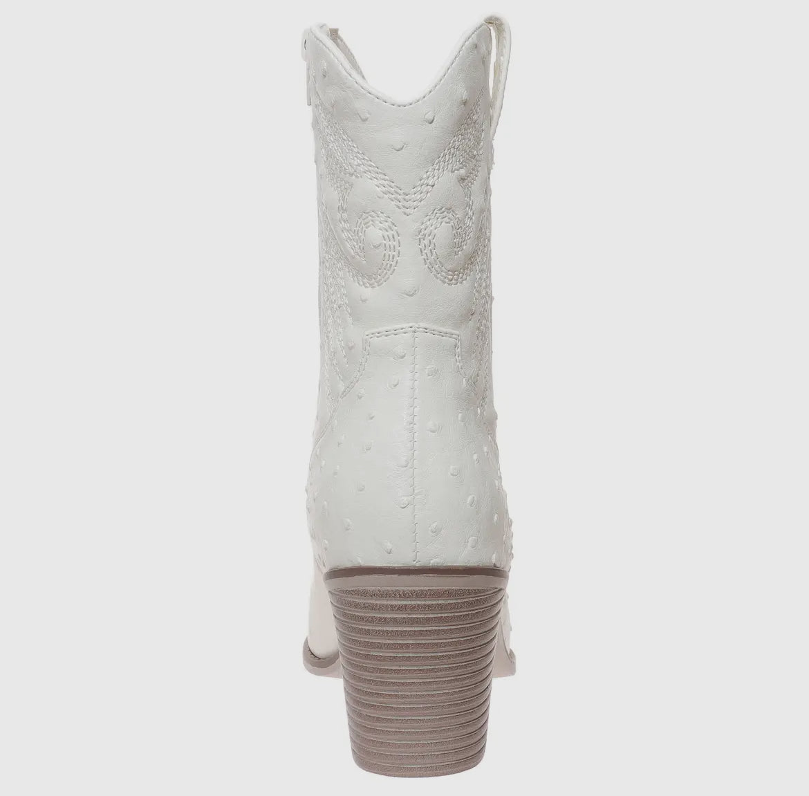 Megan Ivory Faux Ostrich Short Boots
