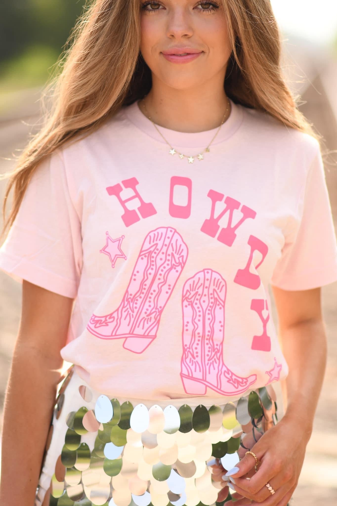 Pink Howdy Boots Tee