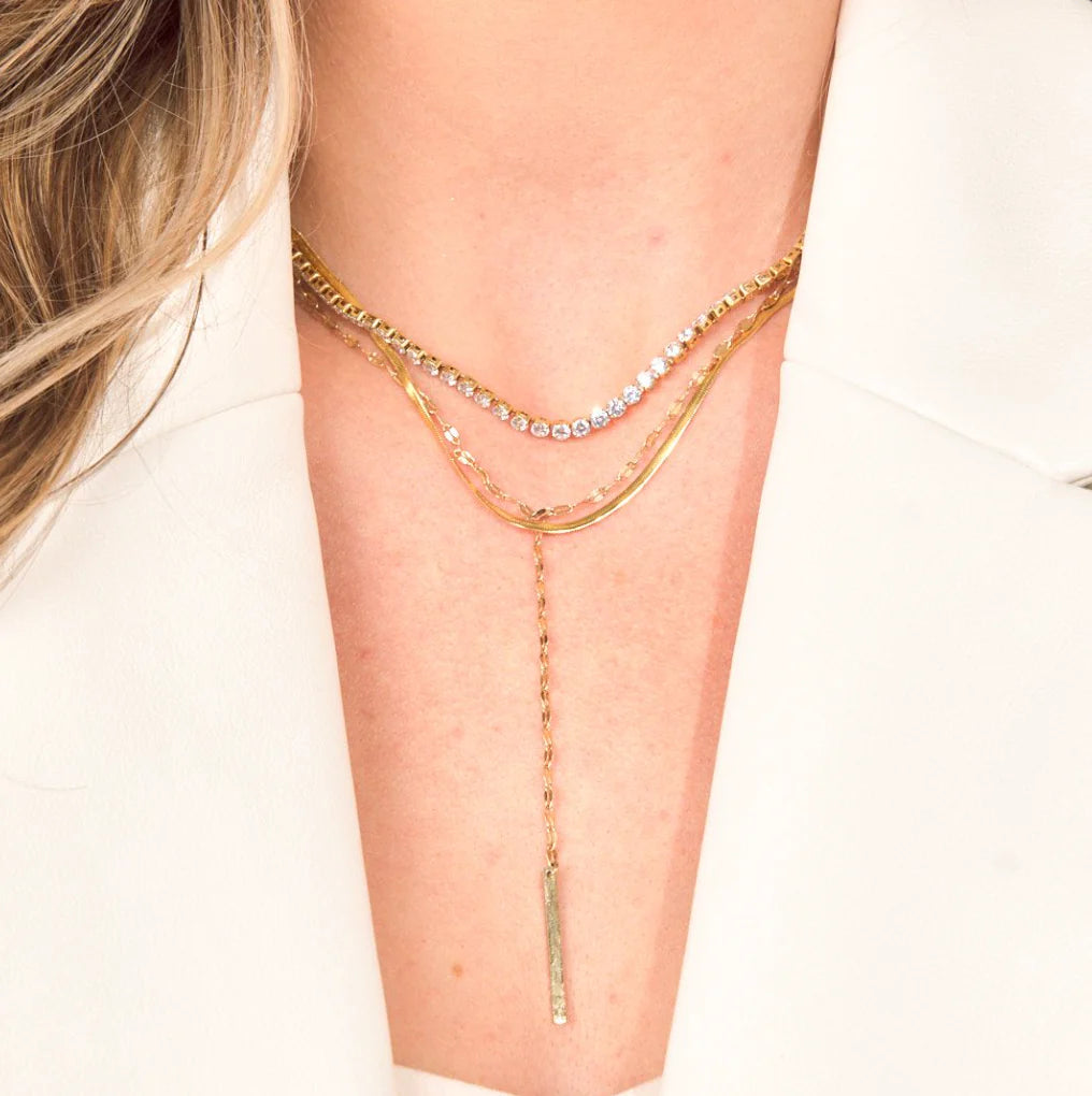 Gold Stella Crystal Tennis Necklace