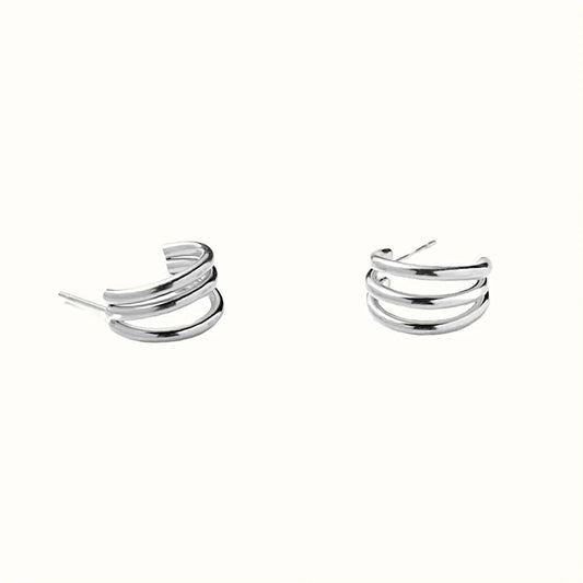 Silver Annabelle Triple Hoops