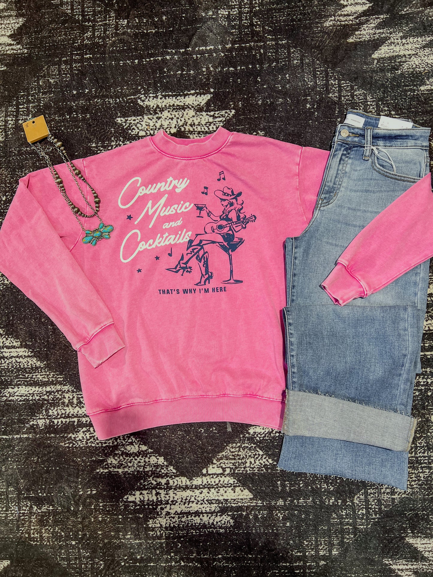 Country Music & Cocktails Premium Mineral Wash Sweatshirt