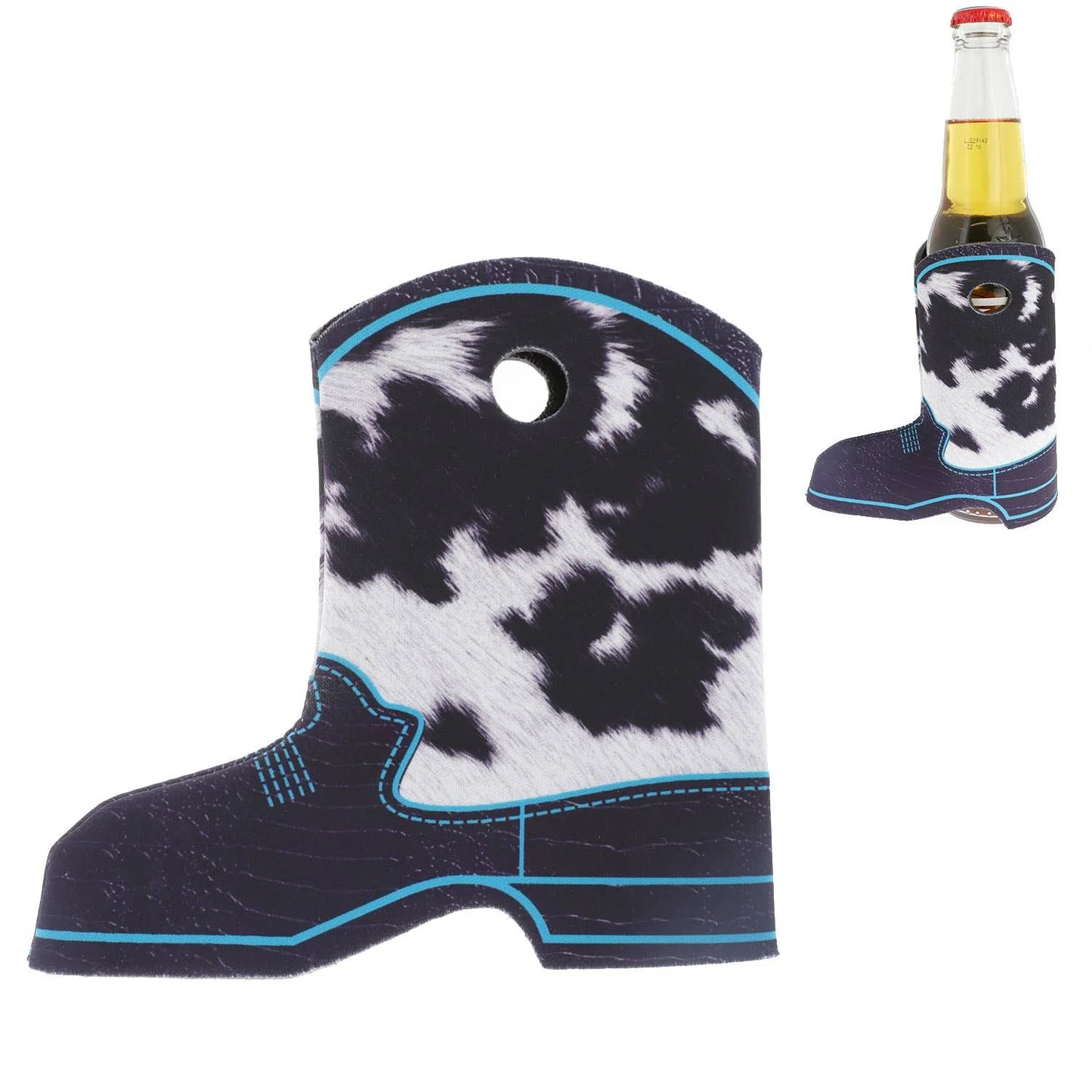 Cow Print Boot Can Cooler
