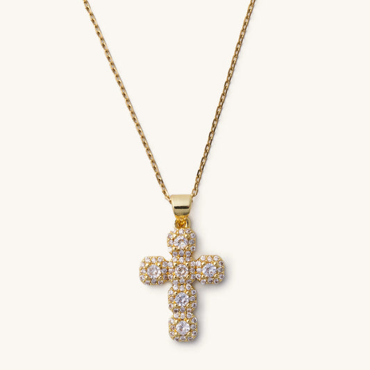 Gold Chunky Crystal Pendant Necklace