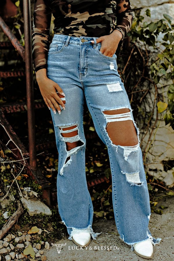 L&B Liza High Rise Distressed Trouser Jeans