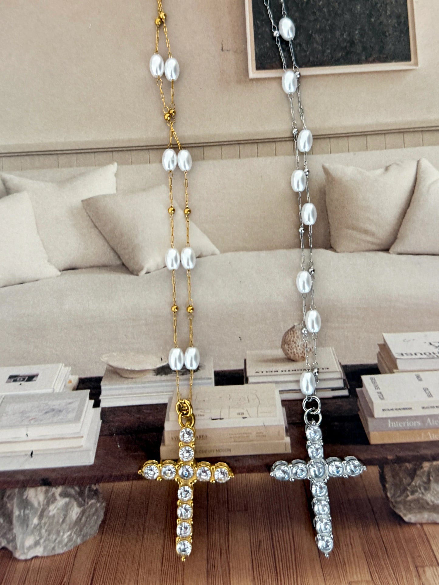 Chansuttpearls Remi Cross Necklace