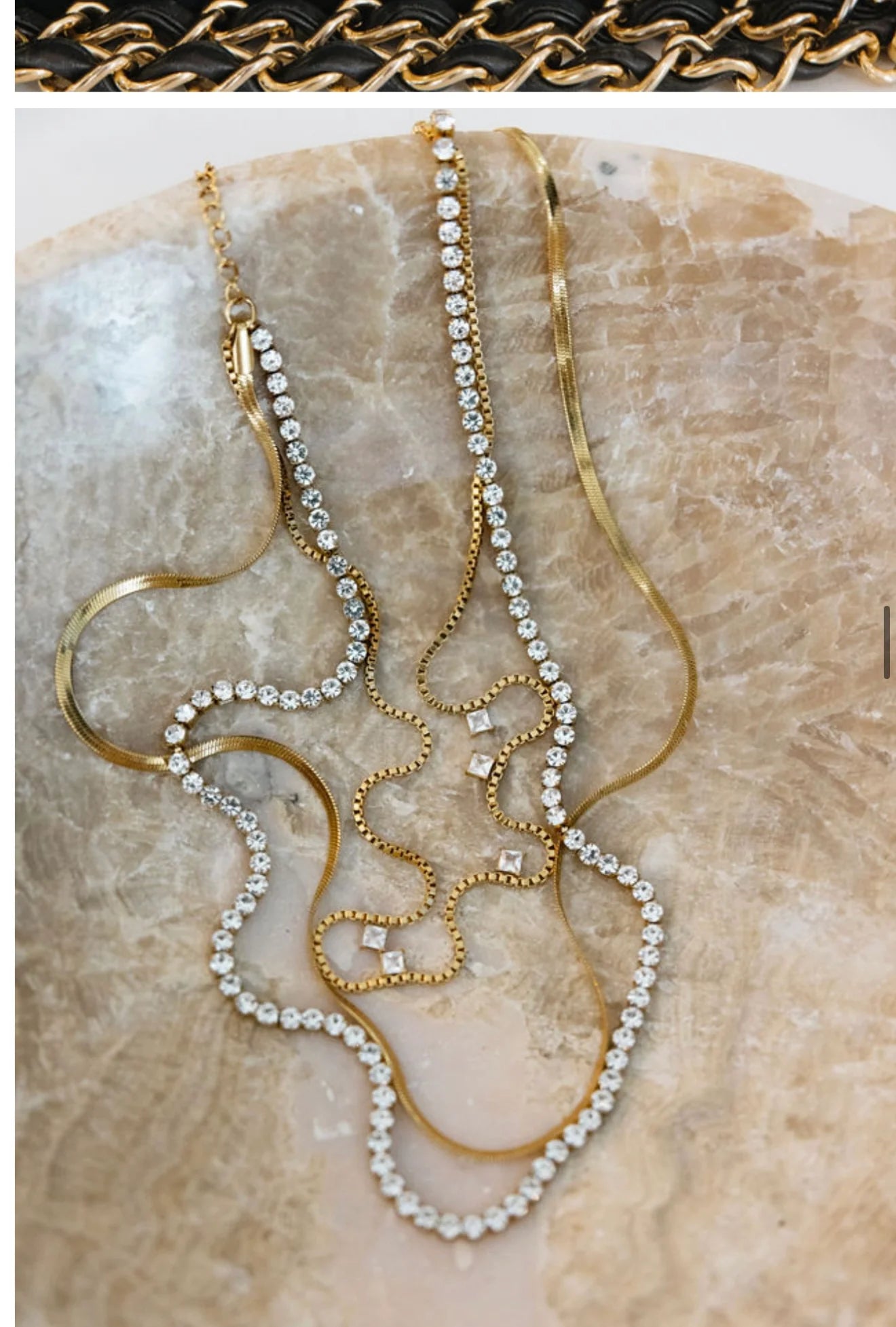 Chansuttpearls Gold Leah 3 Strand Necklace