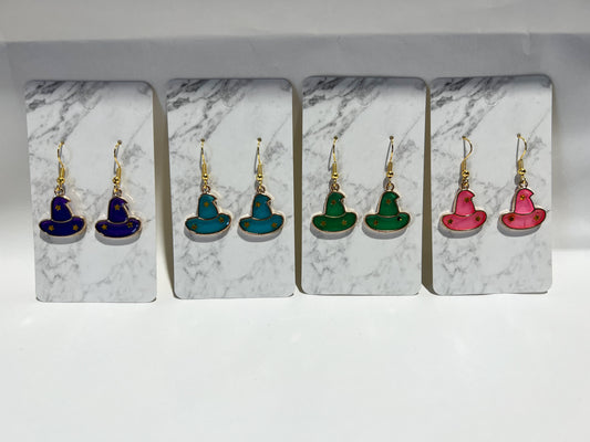 Colorful Witch’s Hat Pendant Earrings