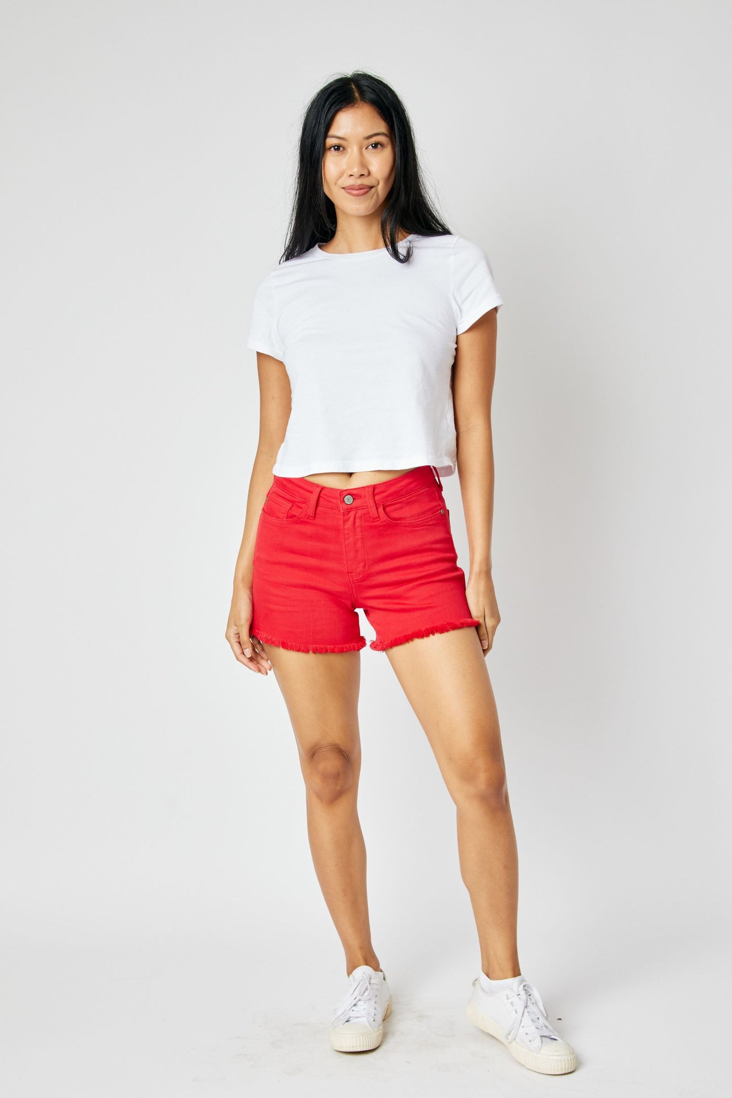 3XL Judy Blue Ruby Red Mid-Rise Denim Shorts (JB 150242)