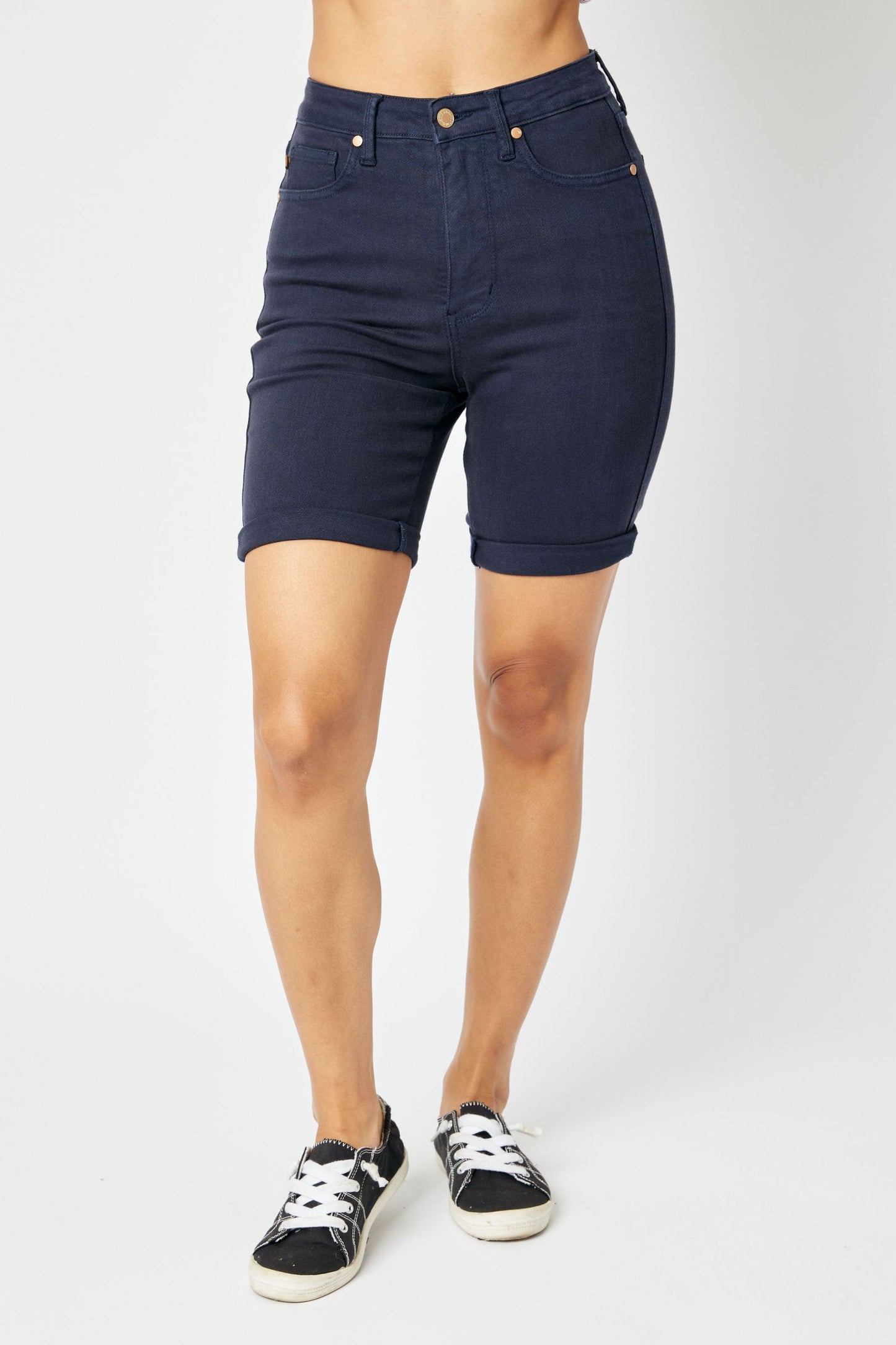 Judy Blue Carol High-Rise Navy Denim Bermuda Shorts (JB 150270)