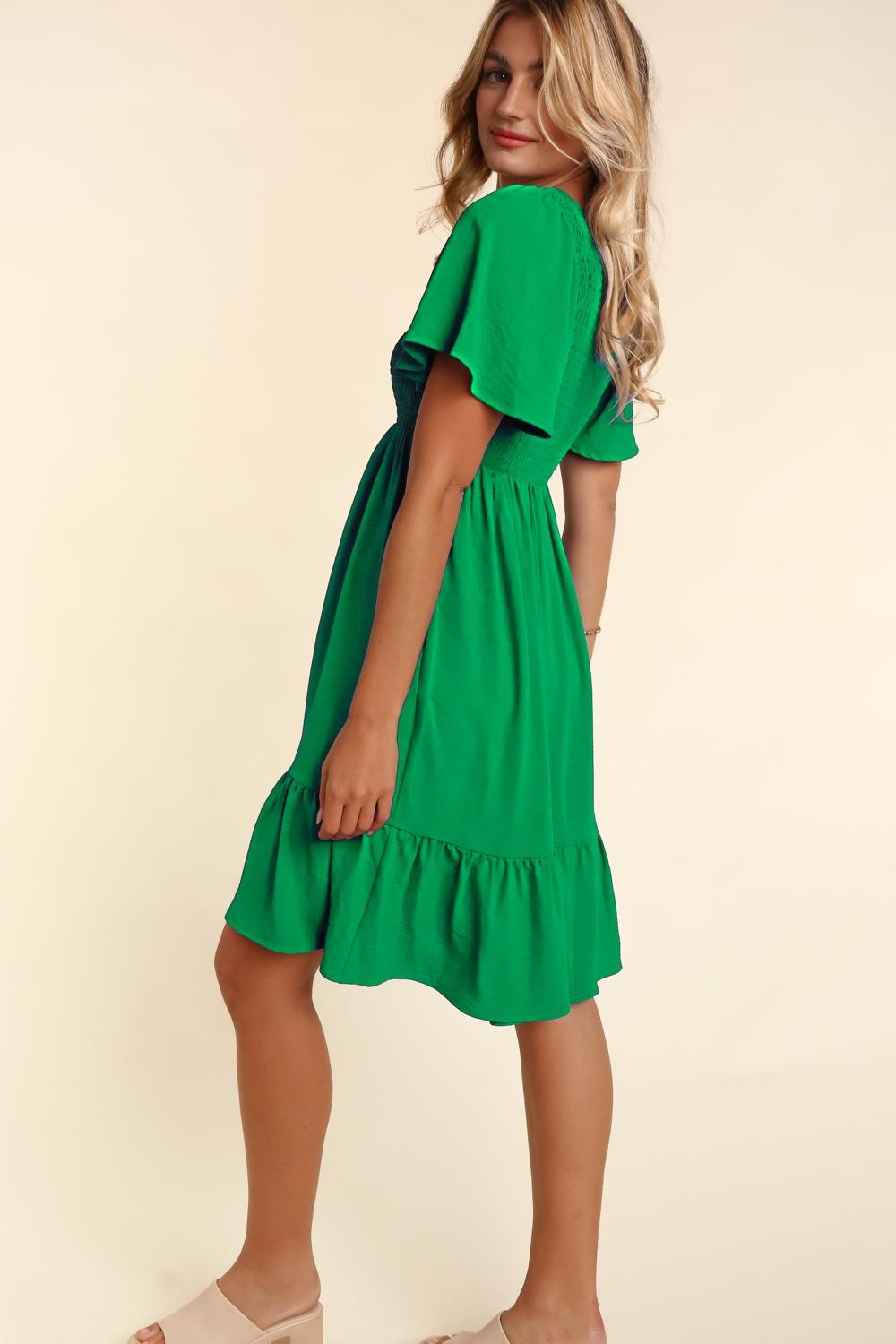 Kelly Green Smocked Ruffle Dress