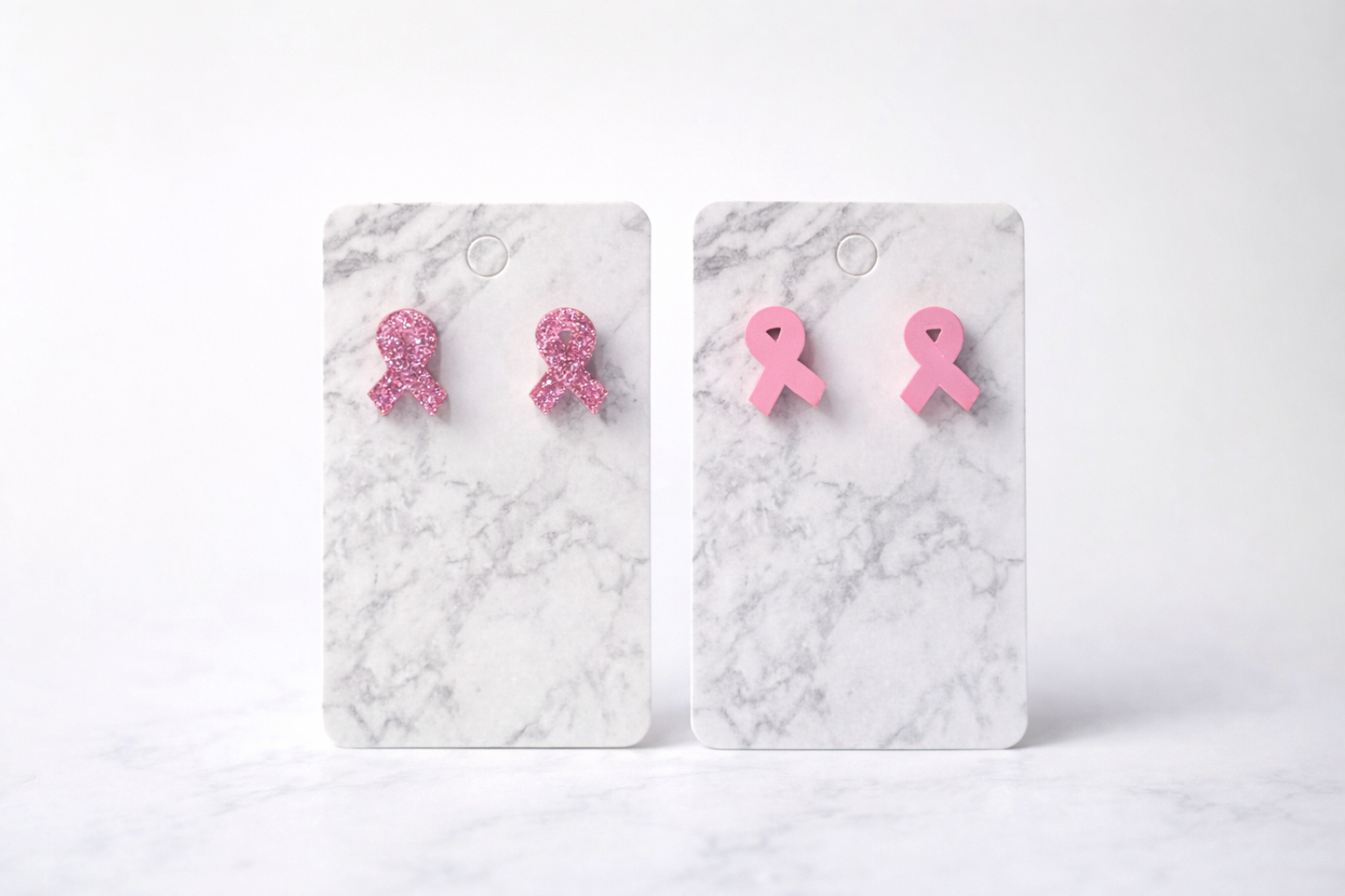 Pink Ribbon Stud Earrings