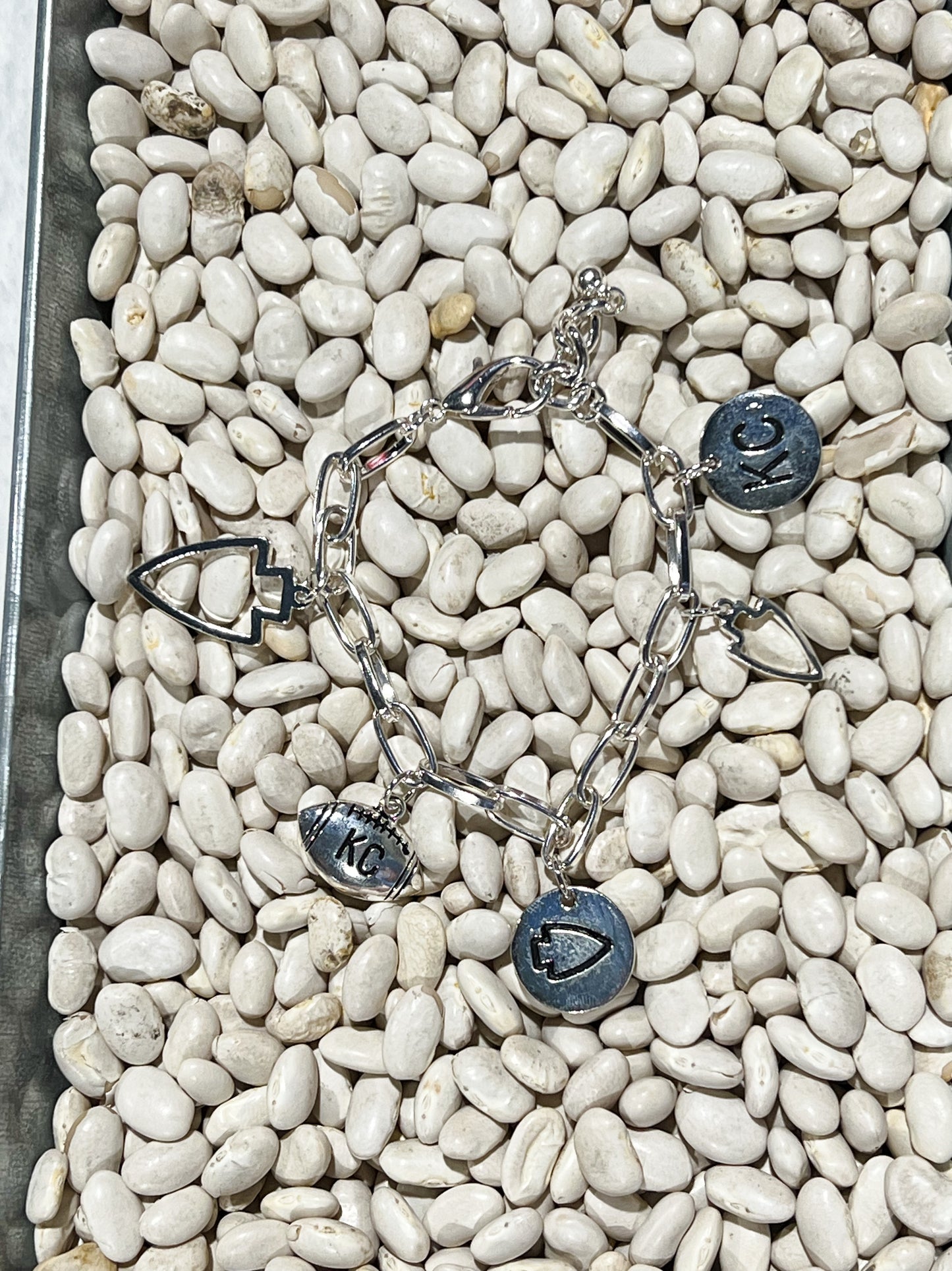 Hammered Silver KC Charm Bracelet