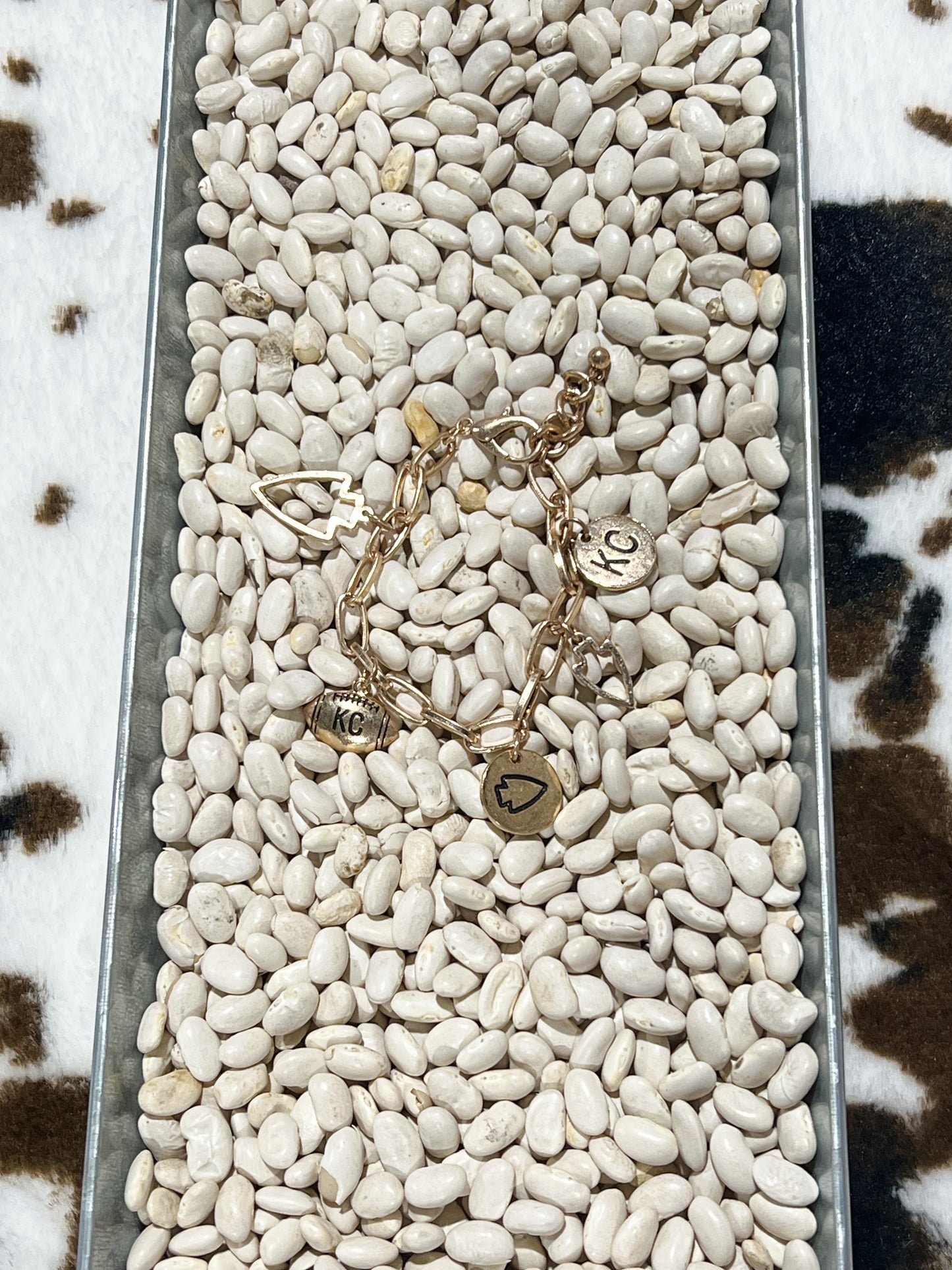 Hammered Gold KC Charm Bracelet