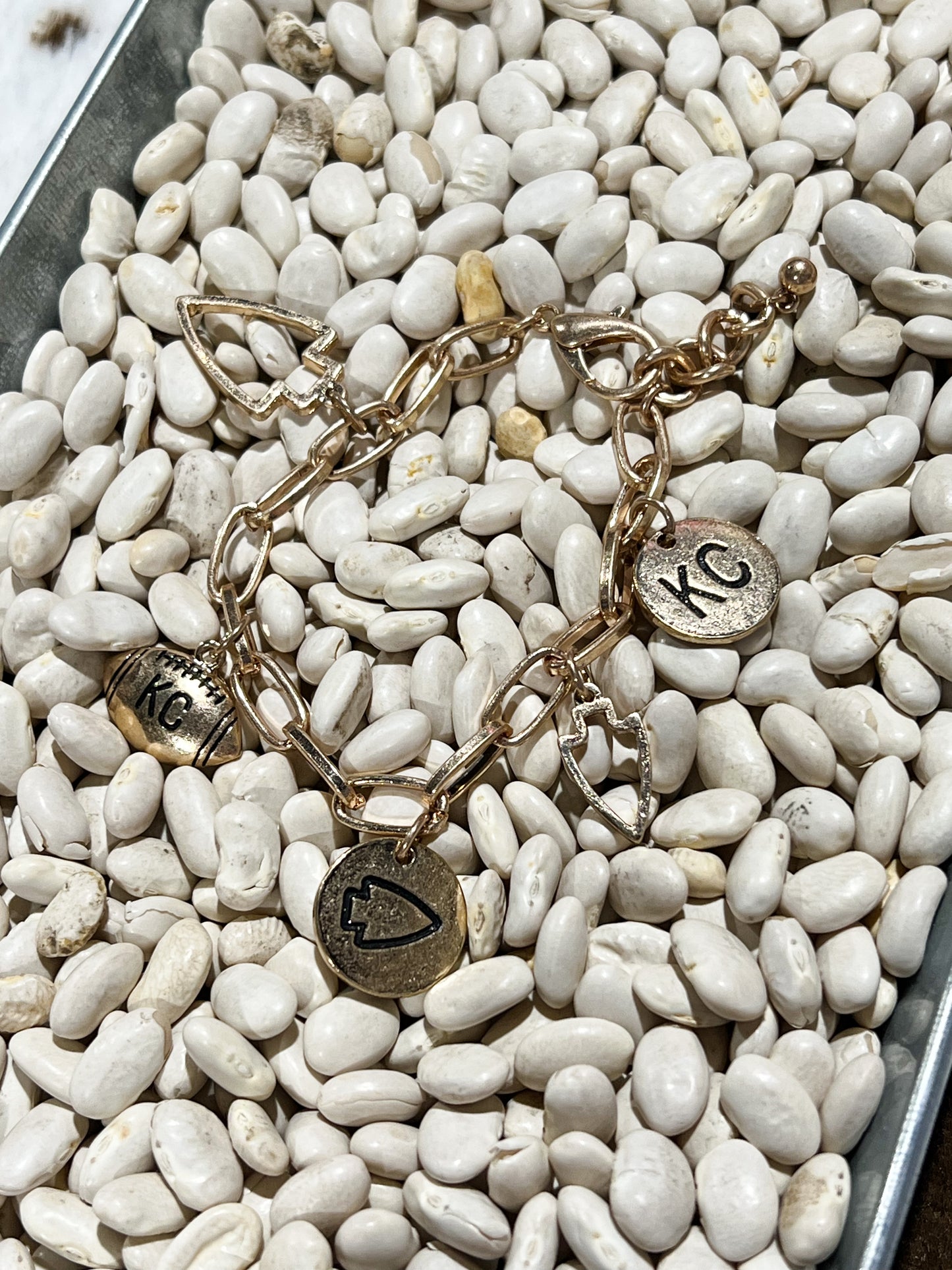 Hammered Gold KC Charm Bracelet
