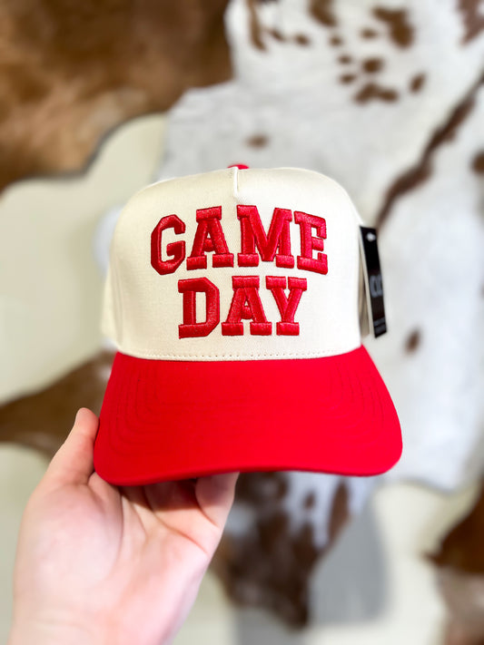 Red Game Day Embroidered Trucker Hat