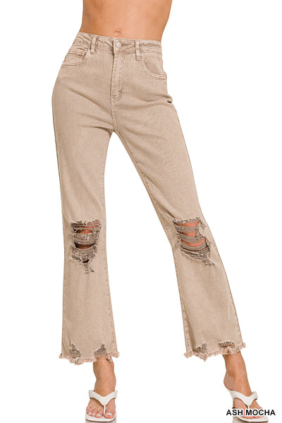 Ash Mocha Lana High-Rise Cropped Flare Jeans