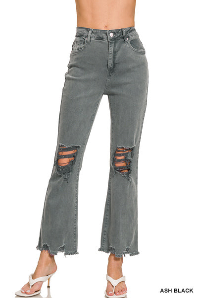 Ash Black Lana High-Rise Cropped Flare Jeans