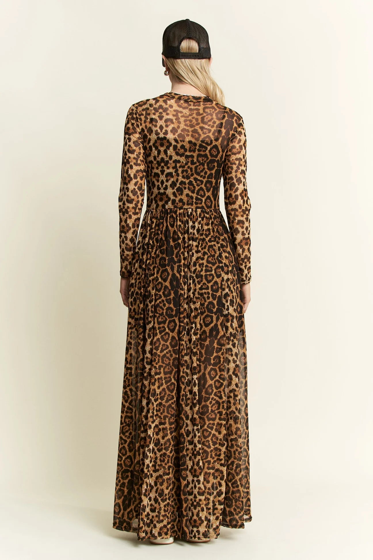 Leopard Mesh Maxi Dress