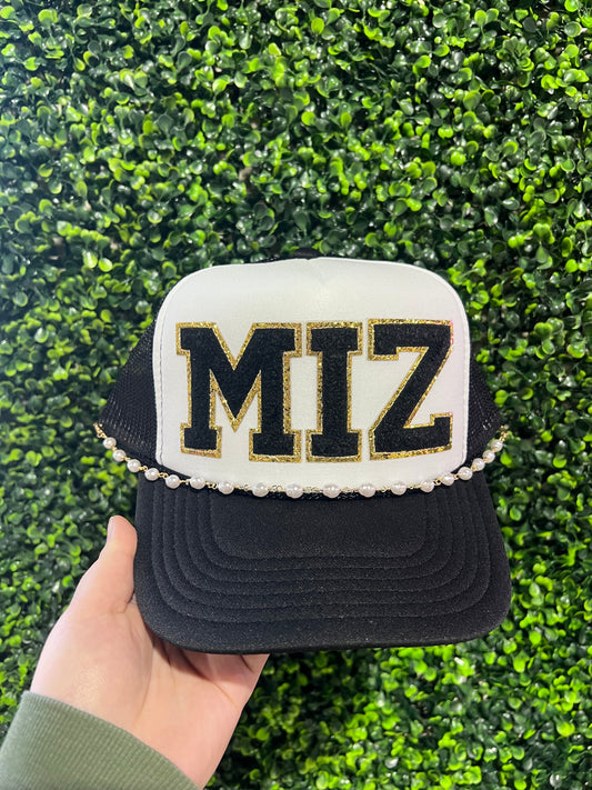 Black + Gold MIZ Trucker Hat