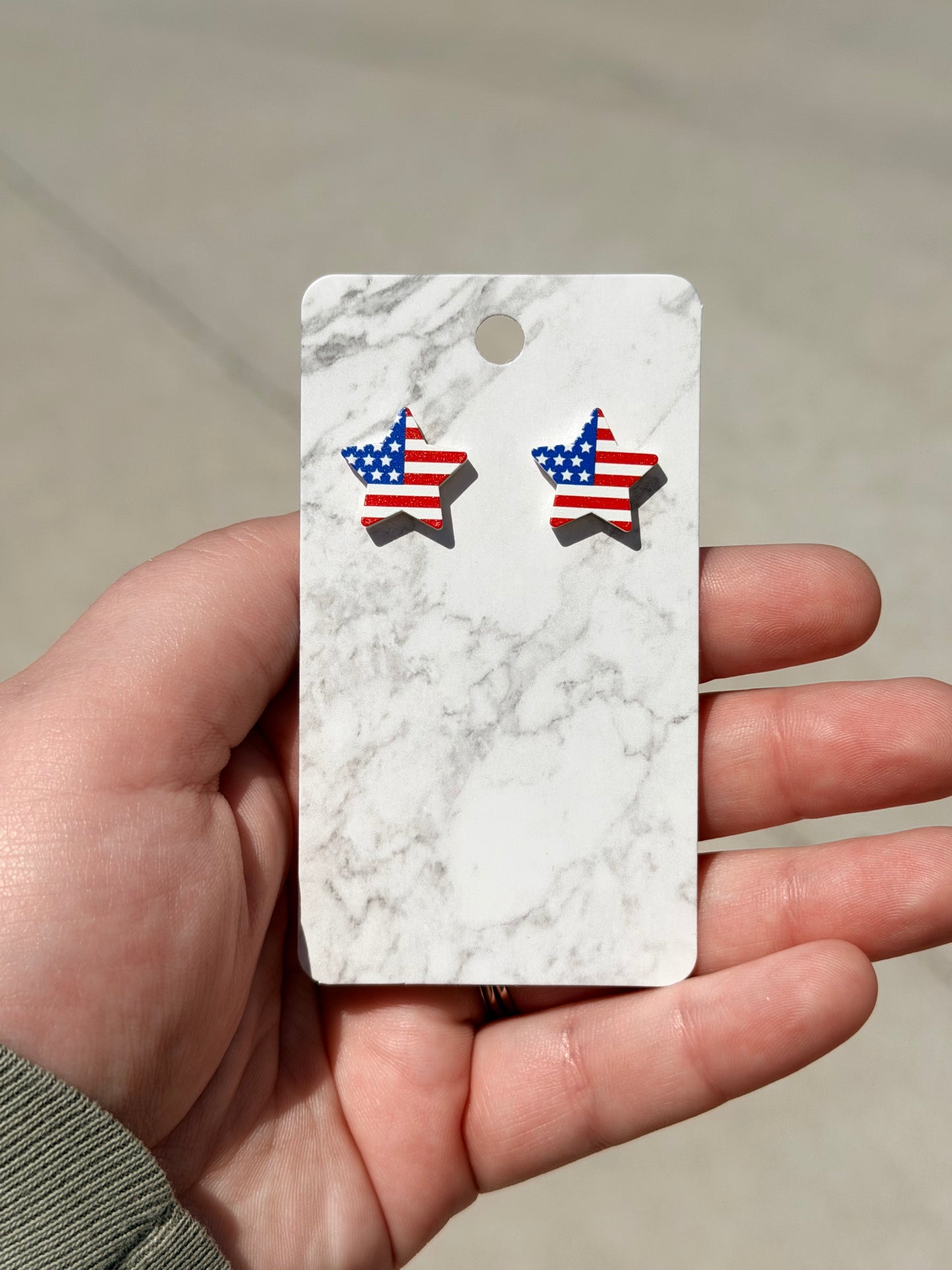 USA Flag Star Stud Earrings