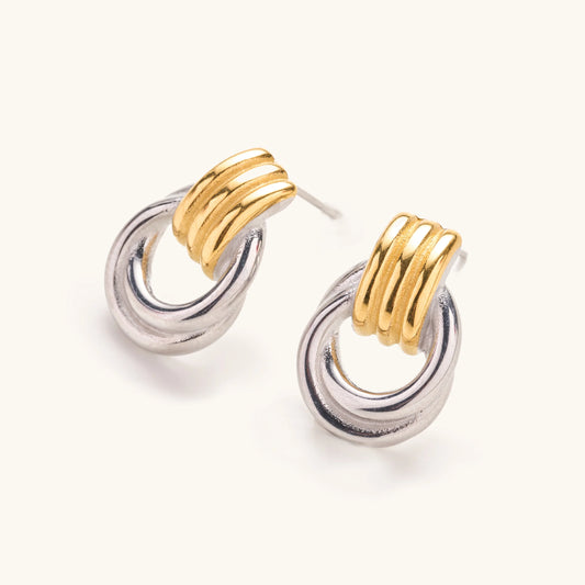 Nya Mixed Metal Knot Stud Earrings