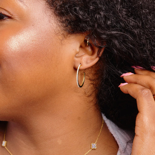 Gold Sutton Medium Crystal Hoops