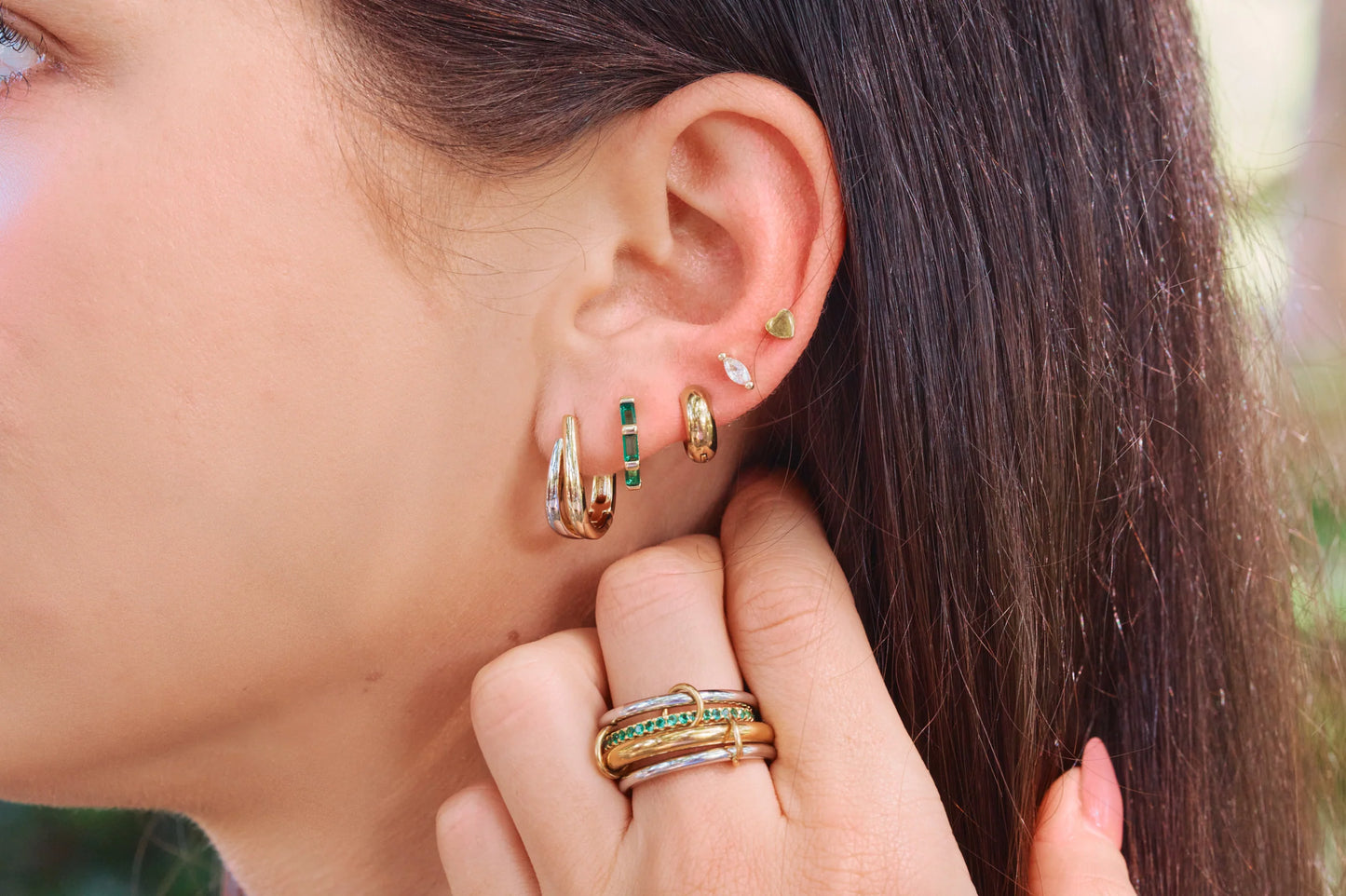 Gold Marquise Crystal Flat Back Stud Earrings