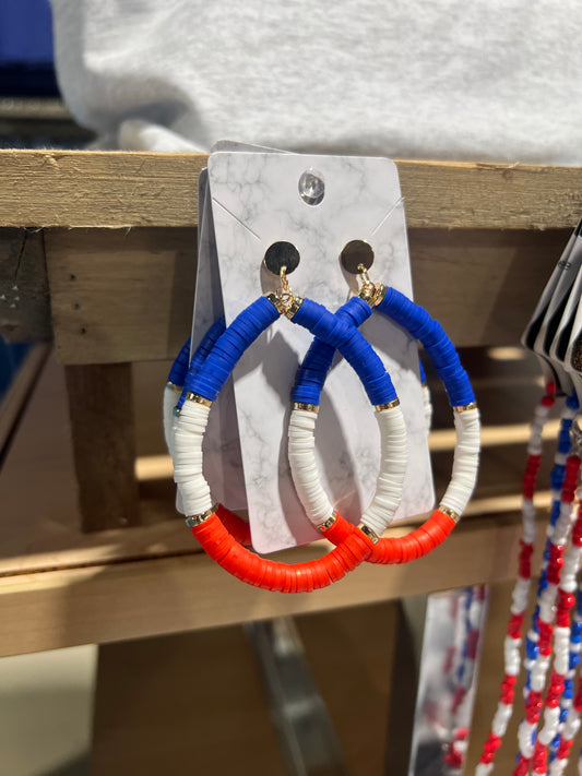 Patriotic Heishi Beaded Earrings