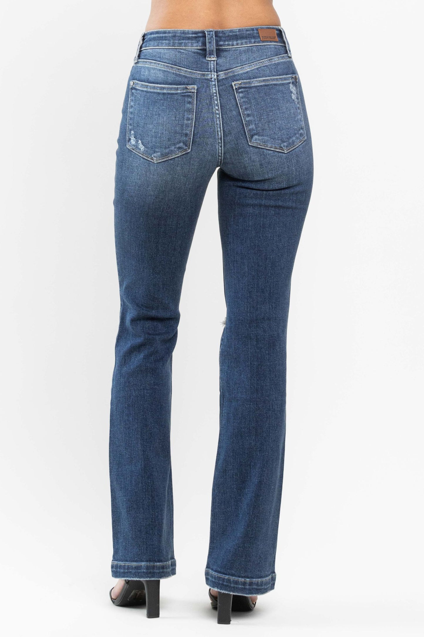 SIZE 5/27 Judy Blue Cameron Mid-Rise Distressed Bootcut Jeans (JB 82541)
