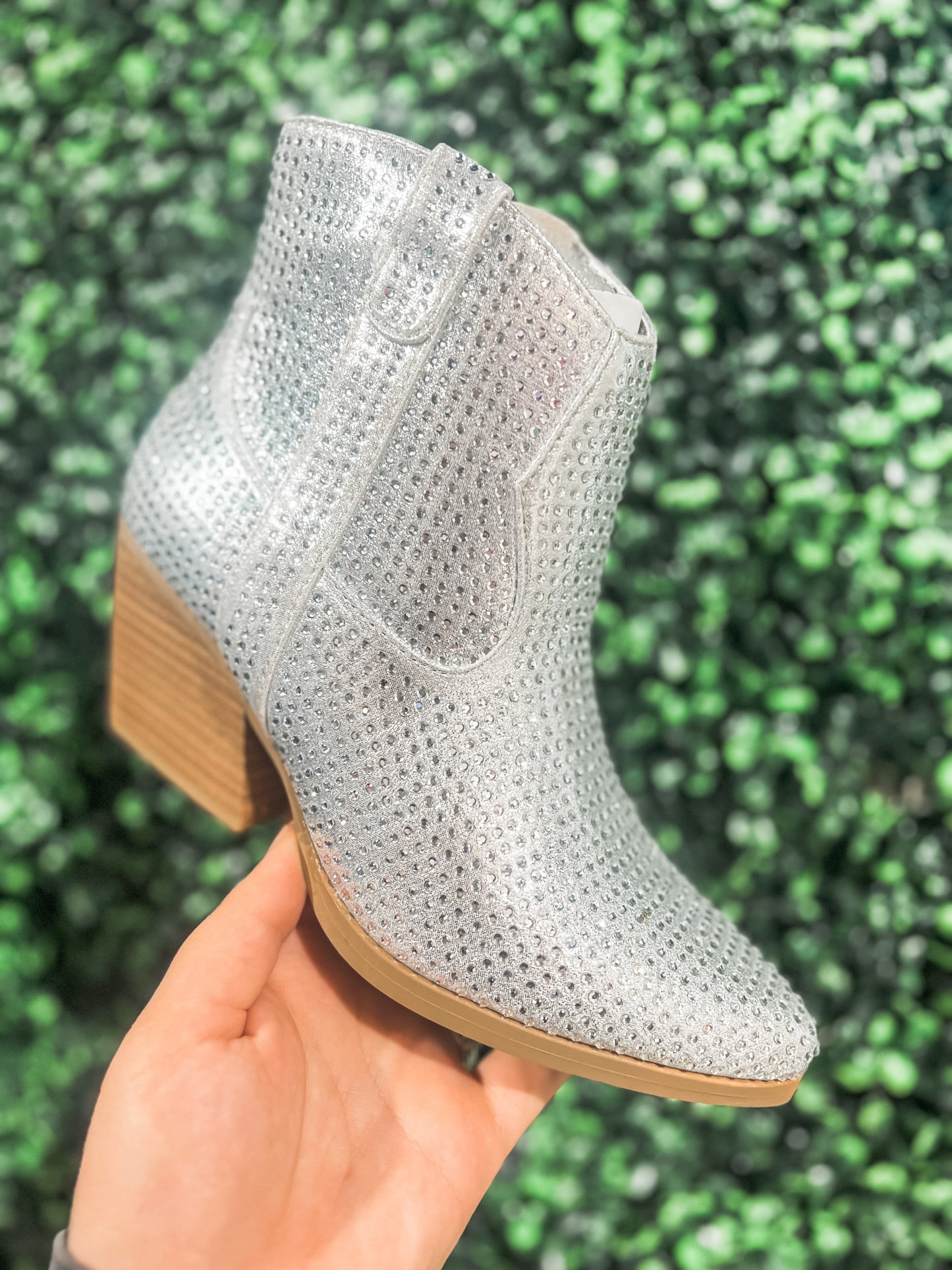 Silver Brew Rhinestone Booties