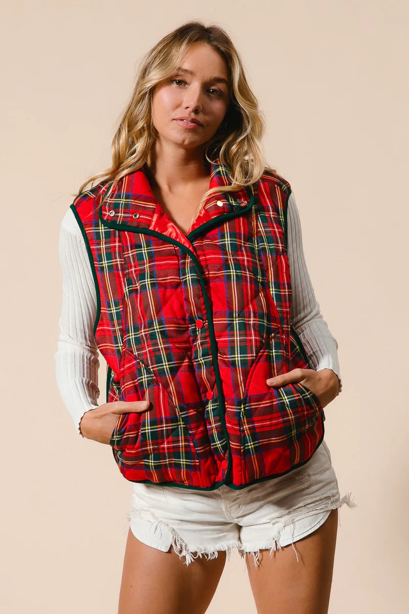 Christmas Plaid Quilted Vest