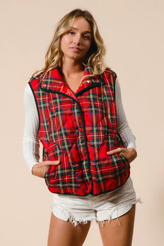 Christmas Plaid Quilted Vest