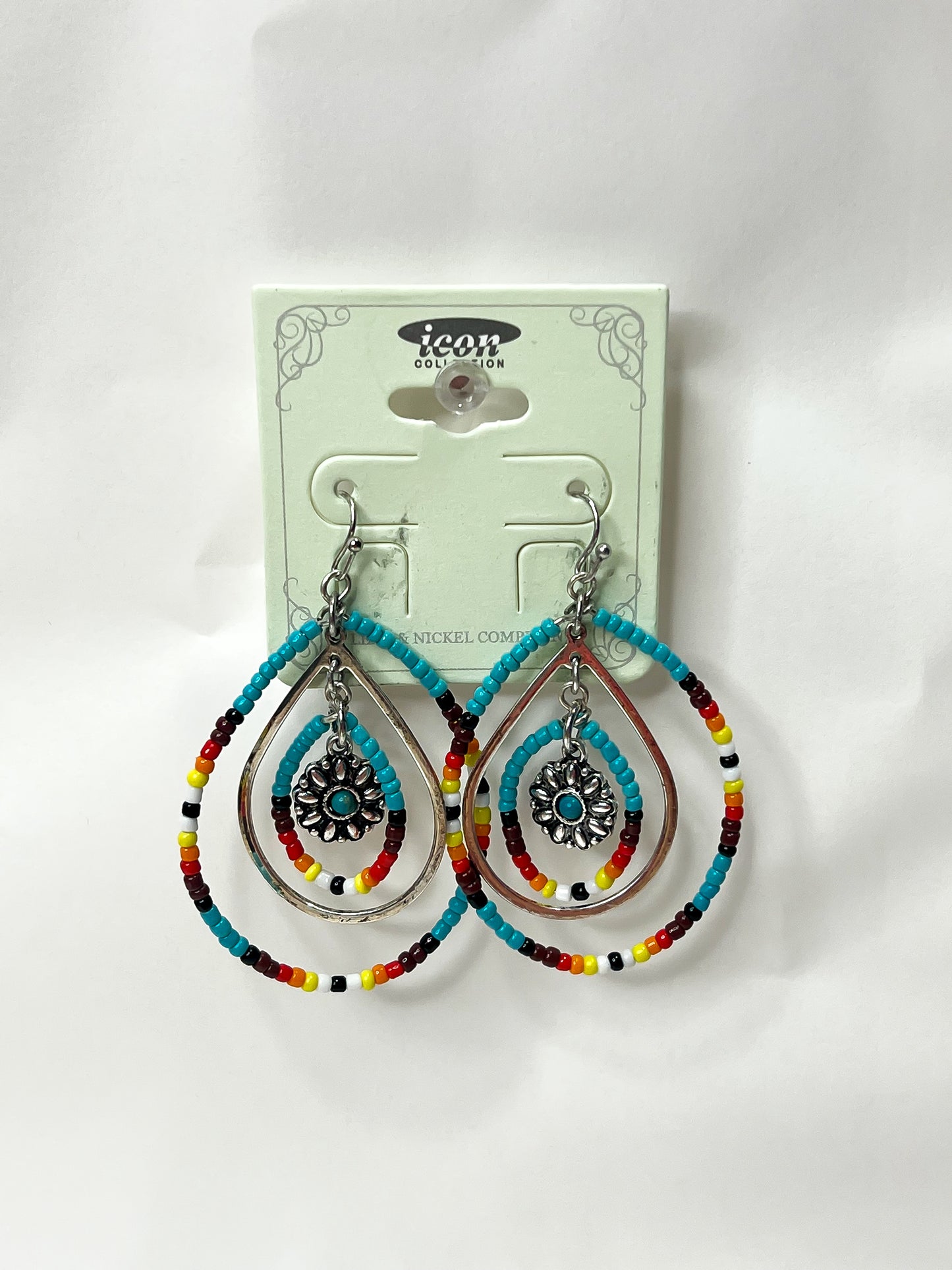 Turquoise Beaded Teardrop Earrings