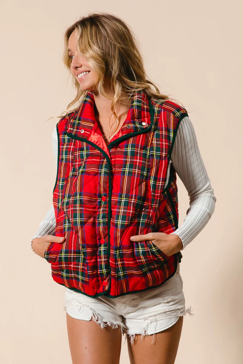 Christmas Plaid Quilted Vest