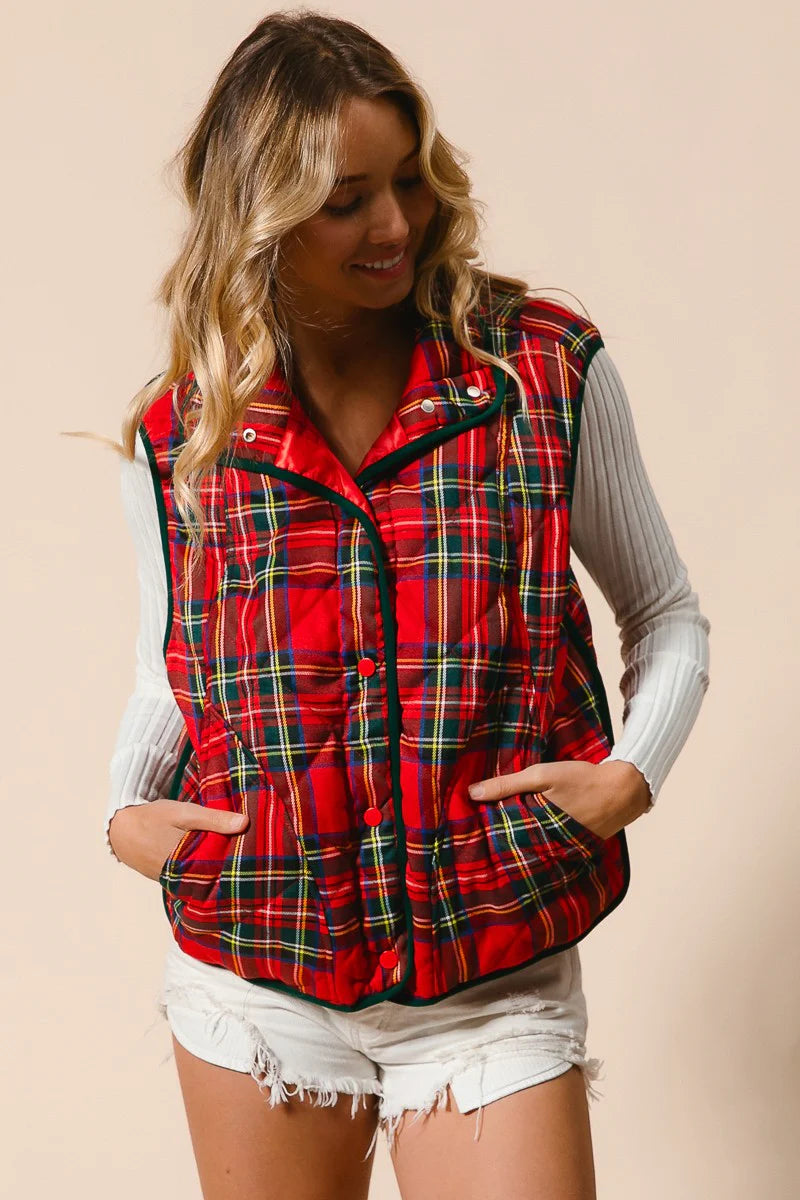 Christmas Plaid Quilted Vest