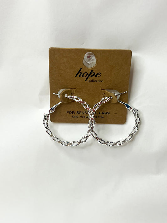 Silver Twisted Hoop Earrings