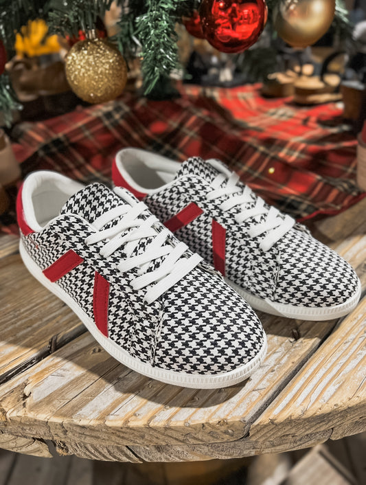 Pop of Red Houndstooth Sneakers