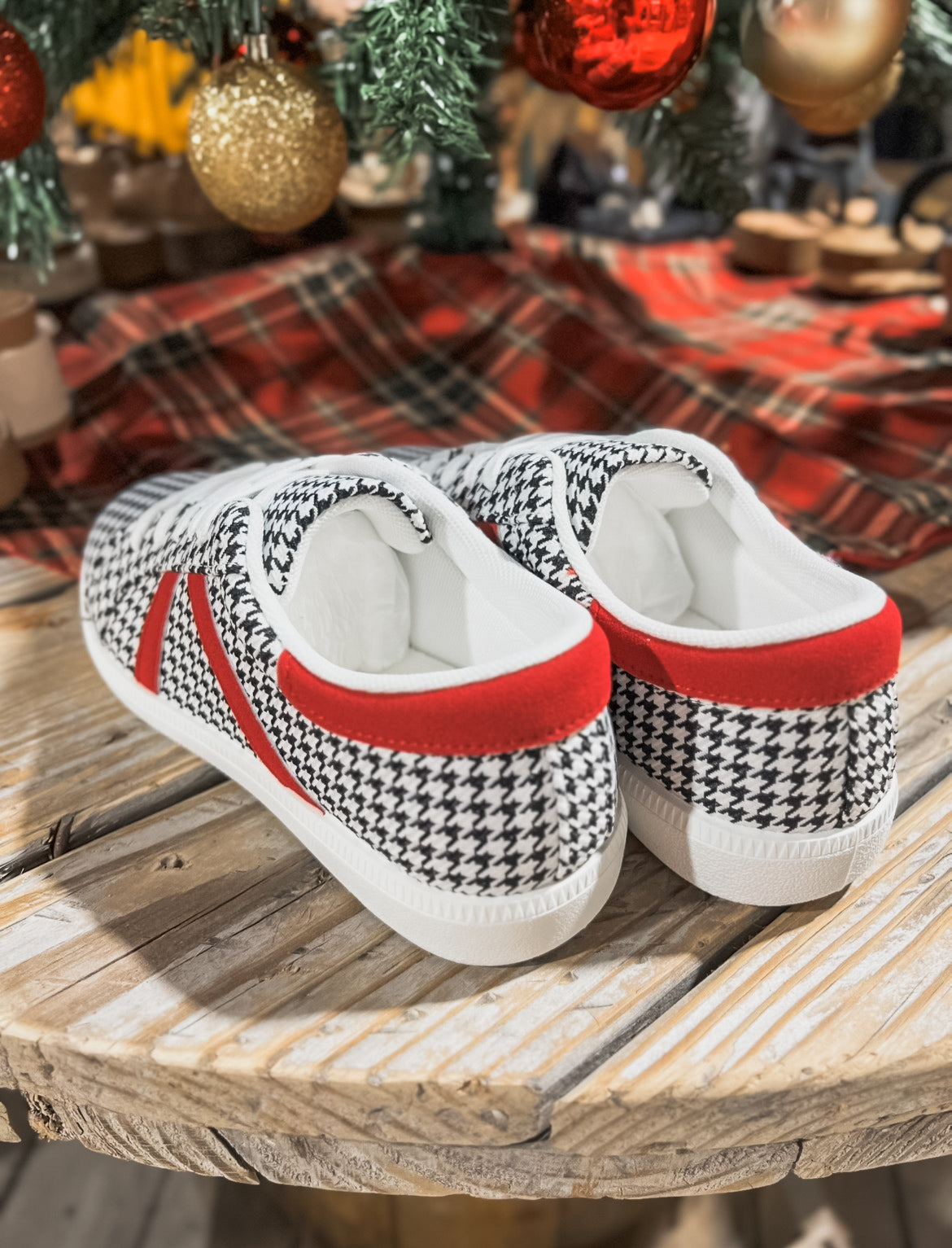 Pop of Red Houndstooth Sneakers