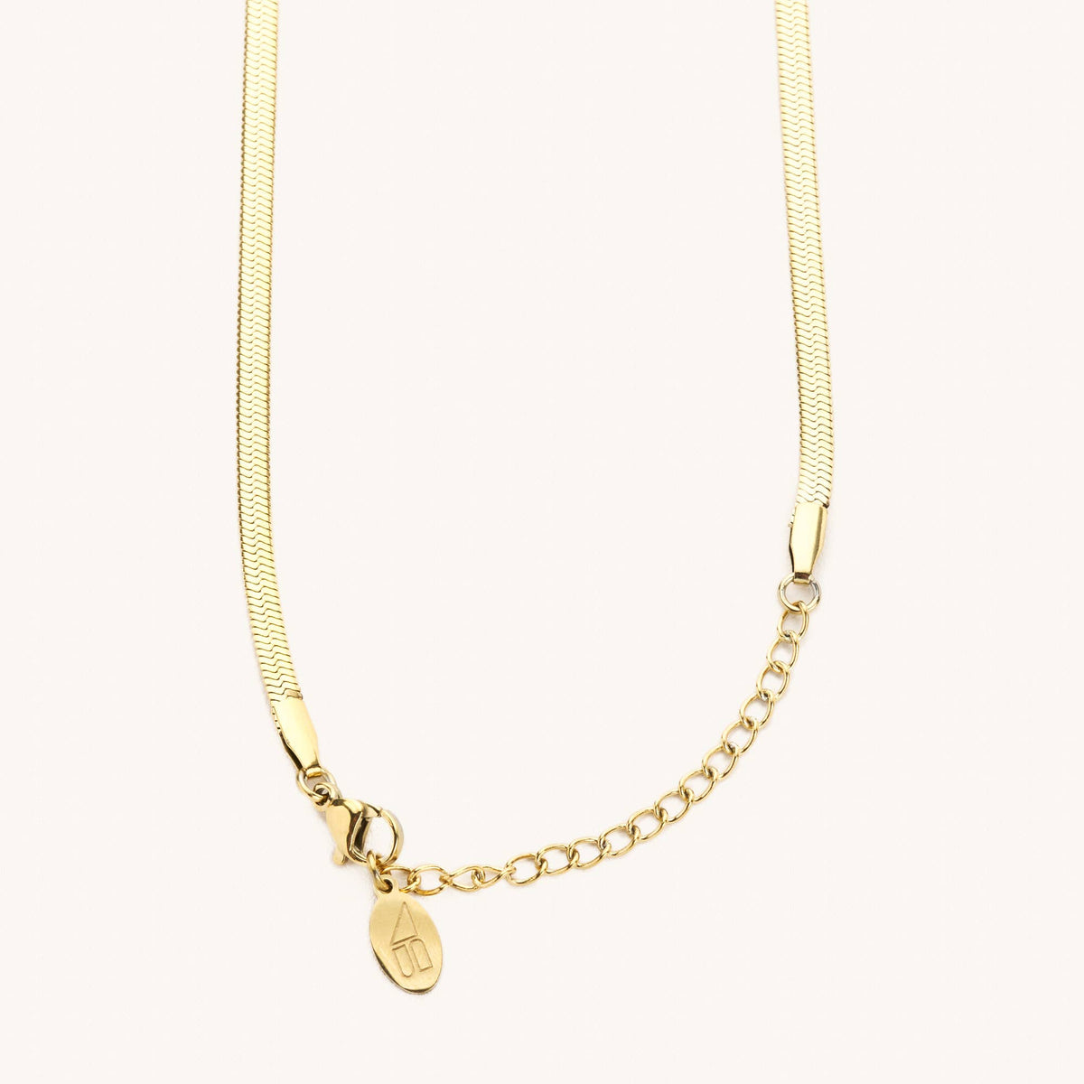 Gold Herringbone Necklaces: Wide 5MM