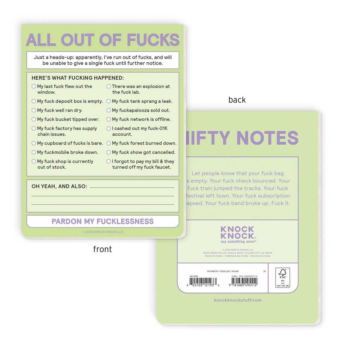 All Out of F*cks Nifty Note